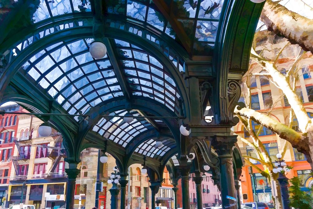 Historic pergola at Pioneeer Square in Seattle